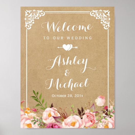 Weddenschap | Rustige Floral  Lijst Kraft Poster (Voorkant)