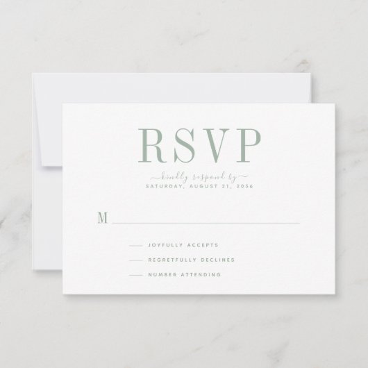 Weddenschap Sage Green RSVP-kaart RSVP Kaartje (Voorkant)