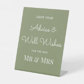 Weddenschap Sage Green Well Wishes Reclamebord Met Voetstuk (Voorkant)