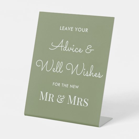 Weddenschap Sage Green Well Wishes Reclamebord Met Voetstuk (Voorkant)