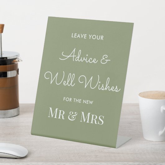 Weddenschap Sage Green Well Wishes Reclamebord Met Voetstuk