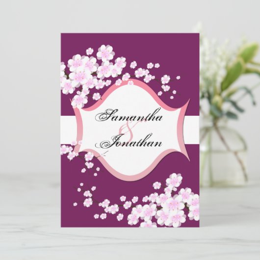 Weddenschap Sangria & White Cherry Blossom Kaart (Staand voorkant)