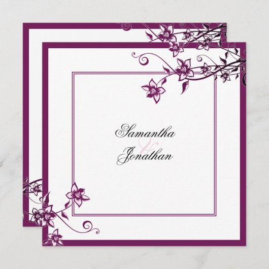 Weddenschap Sangria & White Elegant Floral Kaart (Voorkant / Achterkant)