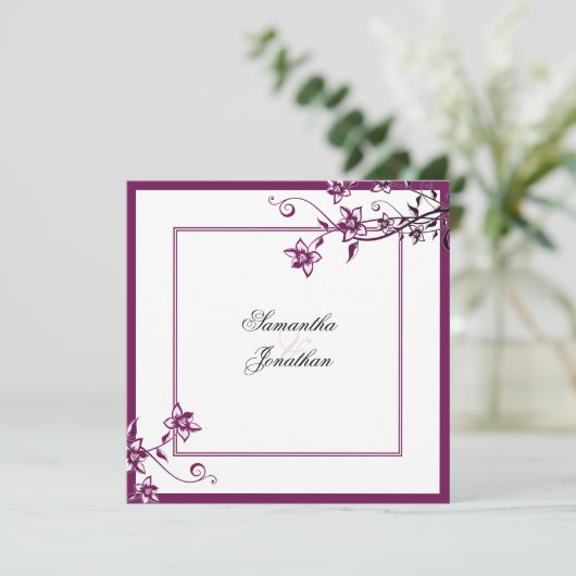Weddenschap Sangria & White Elegant Floral Kaart (Staand voorkant)
