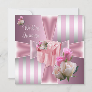 Weddenschap  Satin Pink Silver Stripe Bow Kaart