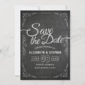 Weddenschap Save the Date Black Gold Script Chalkb (Voorkant)