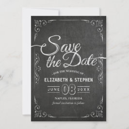 Weddenschap Save the Date Black Gold Script Chalkb