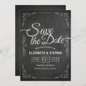 Weddenschap Save the Date Black Gold Script Chalkb (Voorkant / Achterkant)