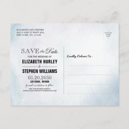 Weddenschap Save the Date Blauwgroen Gold Agate Ge Aankondigingskaart (Achterkant)