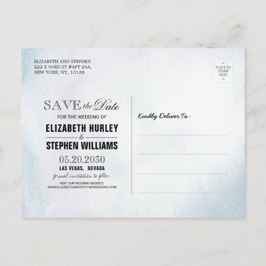 Weddenschap Save the Date Blauwgroen Gold Agate Ge Aankondigingskaart (Achterkant)
