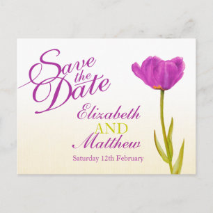 Weddenschap Save the Date Briefkaart paars tulip a