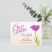 Weddenschap Save the Date Briefkaart paars tulip a (Staand voorkant)