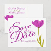 Weddenschap Save the Date Briefkaart paars tulip a (Voorkant / Achterkant)