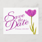 Weddenschap Save the Date Briefkaart paars tulip a (Voorkant)