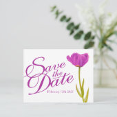 Weddenschap Save the Date Briefkaart paars tulip a (Staand voorkant)