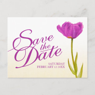 Weddenschap Save the Date Briefkaart paars tulip a