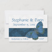 Weddenschap Save the Date Butterfly Brocade blue (Achterkant)