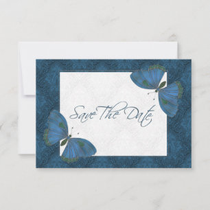 Weddenschap Save the Date Butterfly Brocade blue