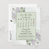 Weddenschap Save the Date Calendar Eucalyptus Gree Aankondigingskaart (Voorkant / Achterkant)