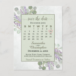 Weddenschap Save the Date Calendar Eucalyptus Gree Aankondigingskaart