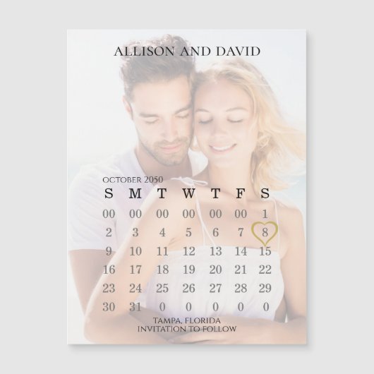 Weddenschap Save the Date Calendar Photo 6 Row Mag (Voorkant)