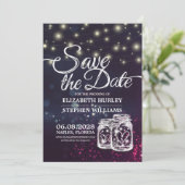 Weddenschap Save The Date Chic Mason Jar Paarse Li (Staand voorkant)