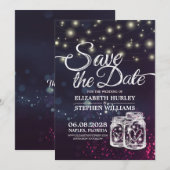 Weddenschap Save The Date Chic Mason Jar Paarse Li (Voorkant / Achterkant)