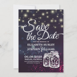 Weddenschap Save The Date Chic Mason Jar Paarse Li