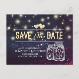 Weddenschap Save The Date Chic Mason Jar Paarse Li Aankondigingskaart