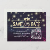 Weddenschap Save The Date Chic Mason Jar Paarse Li Aankondigingskaart (Voorkant / Achterkant)