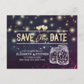 Weddenschap Save The Date Chic Mason Jar Paarse Li Aankondigingskaart (Voorkant)