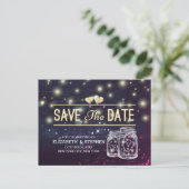 Weddenschap Save The Date Chic Mason Jar Paarse Li Aankondigingskaart (Staand voorkant)