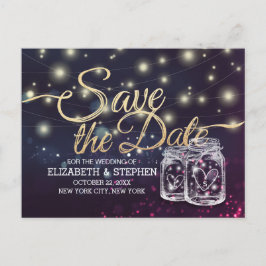 Weddenschap Save The Date Chic Mason Jar Paarse Li Aankondigingskaart