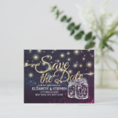 Weddenschap Save The Date Chic Mason Jar Paarse Li Aankondigingskaart (Staand voorkant)