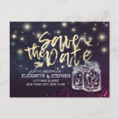 Weddenschap Save The Date Chic Mason Jar Paarse Li Aankondigingskaart (Voorkant)