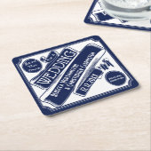 Weddenschap Save the Date  Classic White/Blue Kartonnen Onderzetters (Schuin)