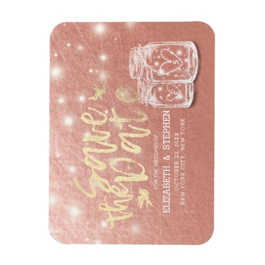 Weddenschap Save The Date Couple Mason Jars Roos G Magneet (Verticaal)