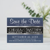 Weddenschap Save the Date Dark Blue and Silver (Staand voorkant)