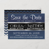 Weddenschap Save the Date Dark Blue and Silver (Voorkant / Achterkant)