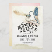 Weddenschap Save the Date Dragonfly Mating Love He (Voorkant / Achterkant)