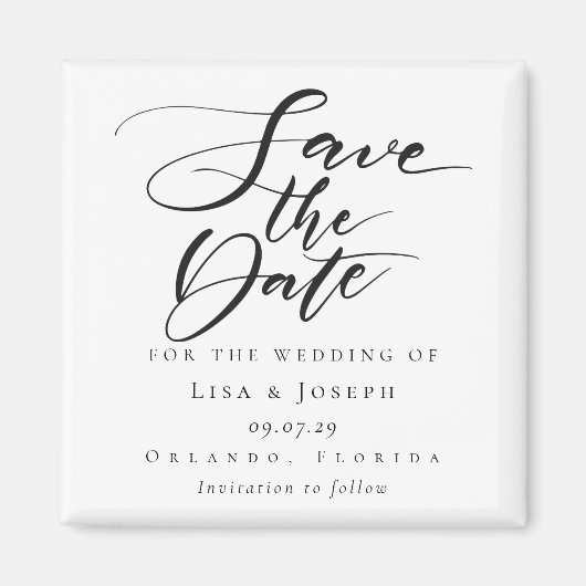 Weddenschap Save the Date Elegant Black and White Magneet (Voorkant)