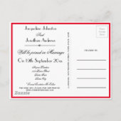 Weddenschap Save the Date Elegant Chic Red Uitnodiging Briefkaart (Achterkant)