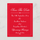 Weddenschap Save the Date Elegant Chic Red Uitnodiging Briefkaart (Voorkant)