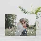 Weddenschap Save the Date Elegant Silver & White (Staand voorkant)