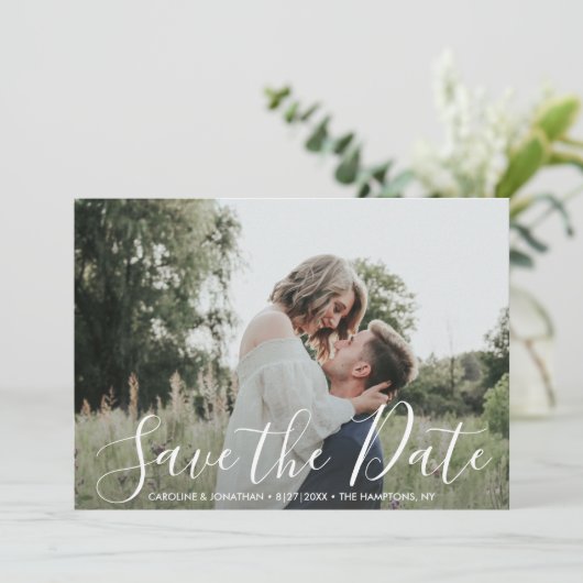 Weddenschap Save the Date Elegant Silver & White (Staand voorkant)