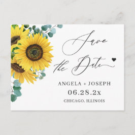 Weddenschap Save the Date Eucalyptus Sunflower Briefkaart