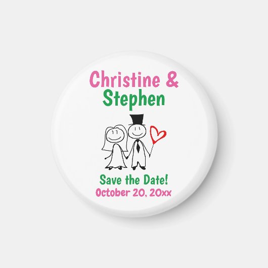 Weddenschap Save the Date Favor Cute Cartoon Coupl Magneet (Voorkant)