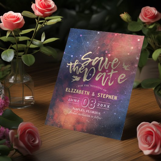 Weddenschap Save the Date Galaxy Nebula Constellat