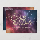 Weddenschap Save the Date Galaxy Nebula Constellat Aankondigingskaart (Voorkant / Achterkant)