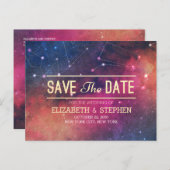 Weddenschap Save the Date Galaxy Nebula Constellat Aankondigingskaart (Voorkant / Achterkant)